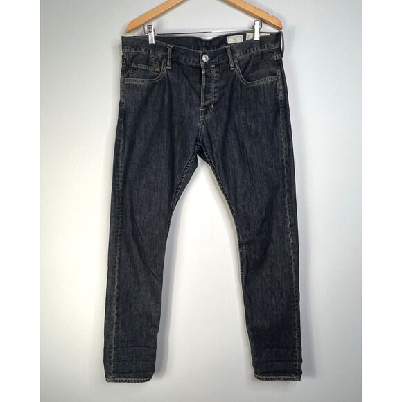 AllSaints Jeans Mens W34 Blue Denim Cigarette Skinny Fit Stretch Button Fly - Picture 1 of 14